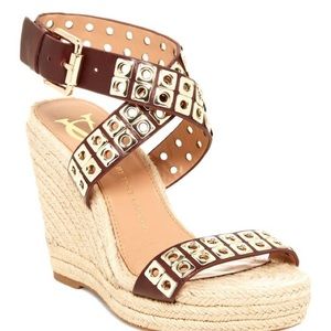 Vince Camuto Leather Espadrille Wedge Sandals 8